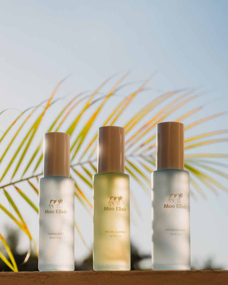 Moo Elixir product bottles on display 